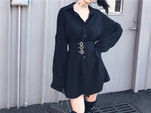 Ruibbit nueva llegada de primavera otoño estilo punk gótico de color negro vestido de moda de manga larga femenina Sexy vestidos delgados 2024 - compra barato