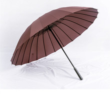 115cm diameter 24 ribs hand open original PU leather business umbrella with carrying belts commercial stick car parasol 2024 - buy cheap