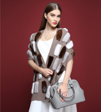 scarf luxury cape fur scarves fashion 100% Cashmere with mink fur scarf,genuine fur autumn winter female women pashmina S1501 2024 - buy cheap