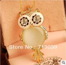 ZRM Fashion jewelry Cute big opal owl pendant necklace long chain,High quality accessories wholesale free shipping 2024 - buy cheap