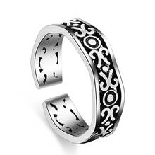 ANENJERY Vintage Fashion 925 Sterling Silver Hollow Sheep Wrinkles Carving Rings Opening Retro Silver Ring 18mm S-R29 2024 - buy cheap