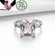 OMHXZJ-Anillo de circón rosa claro rectangular para mujer y niña, sortija de oro blanco de 18kt RR648, regalo de boda, moda europea, venta al por mayor 2024 - compra barato