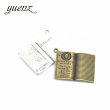 YuenZ-collares de aleación de Zinc chapados en plata antigua, colgantes de joyería, abalorios de libro, accesorios de joyería hechos a mano, 32x25mm, 3 uds., J235 2024 - compra barato
