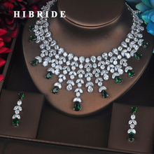 HIBRIDE New Design Clear Brilliant Green Water Drop  Cubic Zirconia Women Jewelry Sets Wedding Bride Dress Accessories N-360 2024 - buy cheap