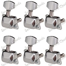 A Set 6R Chrome Inline Semiclosed Guitar Tuning Pegs keys Tuners Machine Heads for Electric Guitar - 18mm Small Square Button 2024 - buy cheap