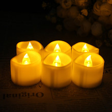Velas de casamento com led com borda irregular, velas amarelas sem chamas, decoração para halloween, 24 unidades 2024 - compre barato