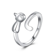 KOFSAC New Charm Sterling Silver 925 Rings For Women Girl Valentine's Day Party Simple Cute Little Cat Ring Finger Jewelry Gifts 2024 - buy cheap