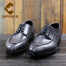 Sipriks-zapatos de vestir Piel De Becerro para hombre, calzado de negocios, Oxford, para boda, color gris, Goodyear 46 2024 - compra barato