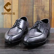 Sipriks Patina Calf Leather Men's Dress Shoes Gray Wedding Topsiders Business Offcie Shoes Male Suit Oxfords Social Goodyear 46 2024 - buy cheap