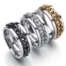 Мужское и женское кольцо из титановой стали, серебряное кольцо в стиле панк, обручальные кольца, золотая, серебристая, черная цепочка, праздничная бижутерия с кольцами bague homme 2024 - купить недорого