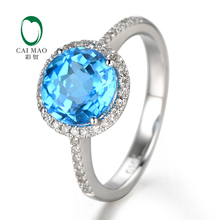 2.75ct 14K White Gold Natural Flawless Blue Topza & Diamond ring, Wholesaler Jewelry 2024 - buy cheap