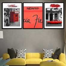 Carteles decorativos para el hogar, lienzo con impresiones al óleo, pintura de pared, imágenes artísticas para habitación, color rojo, "Enjoy Life City", sin marco, nórdico Simple 2024 - compra barato