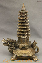 8 FengShui Chinese Copper Dragon Seed Turtle Carrying Pagoda BaXia  Statue Medicine copper Decoration real Brass 2024 - buy cheap