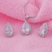 Mxgxfam conjunto de joias com pingente de água, elegante, bijuterias para mulheres, para festa com strass 2024 - compre barato