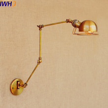 IWHD-Lámpara De Pared oscilante dorada con brazo largo LED, candelabro De Pared Industrial Retro Para Loft, Edison 2024 - compra barato