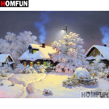 HOMFUN Full Square/Round Drill 5D DIY Diamond Painting "House snow scene" Embroidery Cross Stitch 3D Home Decor Gift A12062 2024 - buy cheap