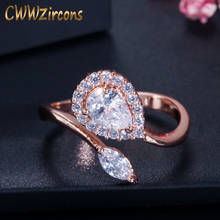 CWWZircons Adjustable Size High Quality Rose Gold Color Pear Cut Cubic Zirconia Open Rings For Women Fashion Jewelry R089 2024 - buy cheap