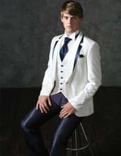 Новейший дизайн пальто и брюк, модный костюм Terno Slim Fit BlazerWhite с лацканами на одной пуговице, мужской костюм (куртка + брюки + жилет) 2024 - купить недорого