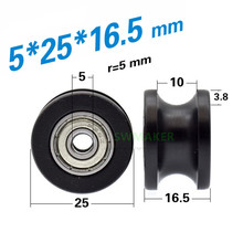 10 peças 5*25*16.5mm 4*25*16.5mm rolo sulcado em forma de u, roda guia para 1 cm de diâmetro da trilha, roda de rolamento embalada pom 2024 - compre barato