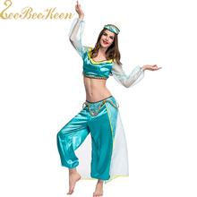 Disfraz de Jasmine para adultos, conjunto de lámpara de Aladdín, vestidos para niñas, vestido de princesa jasmín, puesta en escena, traje de espectáculo 2024 - compra barato