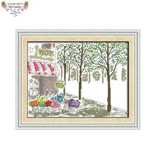 Joy Sunday F903 14CT 11CT Counted and Stamped Home Decoration Cotton Florist Cross Stitch Kits 2024 - buy cheap