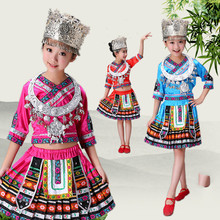 Free Shipping New Hot Sale 2pcs Ancient Traditional Red Rose Red  Blue Chinese Miao Clothing / Hmong Clothes 2024 - buy cheap