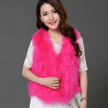 Women Ostrich fur short Candy colors vest plus size vest 2024 - buy cheap
