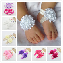 1 Pair of Baby Infant Newborn Girl Toddler Foot Flower Floral Elastic Band First Walkers #10 2024 - buy cheap