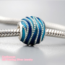 Spring 100% 925 Sterling Silver Blue Swirls Charm, Mixed Enamel Charm Beads Fit Original Pandora Charms Bracelet jewelry 2024 - buy cheap