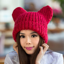 2018 Knitted Hats for Women Cartoon Big Ears Beanie Hat Cap for Girls Wool Hat Female Skullies Stocking Hats Gorros 2024 - buy cheap