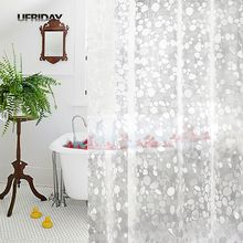 Ufriday pvc 3d cortina de chuveiro à prova d3d água transparente branco claro banheiro cortina banho luxo com ganchos tela do banho novo 2024 - compre barato