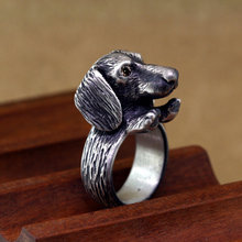 Wholesale Vintage Adjustable Weiner Dog Rings High Quality Brand Designer Men Rings Women Pet Jewelry 2024 - buy cheap