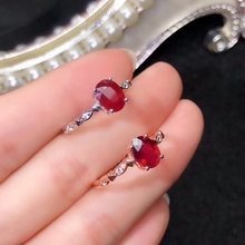 Clássico rubi vermelho anel de pedra preciosa para as jóias femininas real 925 prata 6x8mm tamanho natural gem menina festa presente 2024 - compre barato