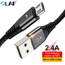 Кабель OLAF Microusb LED Light 2.4A Быстрая зарядка Micro USB кабель для передачи данных для Samsung S7 S6 xiaomi android кабели для мобильных телефонов шнур 2024 - купить недорого