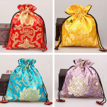 Bolsas de satén de seda china con cordón, bolsas de regalo para dulces, bolsas de joyería, 10 Uds. 2024 - compra barato