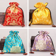 Wholesale10pçs bolsas para doces presentes, sacos de joias em cetim de seda chinês com cordão 2024 - compre barato