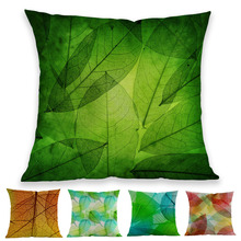 Green leaves And Autumn Yellow Leaf Transparent Texture Linen Throw Pillow Case Home Car Sofa Decorative Cushion Cover 2024 - buy cheap