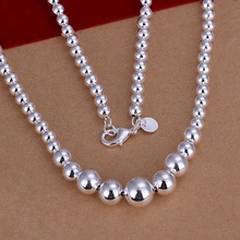 Silver color exquisite noble luxury gorgeous charm fashion prayer beads necklace Silver jewelry n195, for women, link chain, chains necklaces, water drop, for wedding 2024 - buy cheap