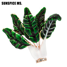 Cute Green Leaves Vegetables Brooches For Women Fashion Corsage Men Kids Clothes Accessories Enamel Suit Scarf Shoulder Clip Pin 2024 - buy cheap