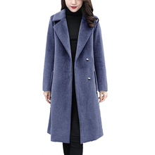 Женское шерстяное пальто размера плюс XL-6XL, Осень-зима 2020, Длинные куртки, тонкое женское черное базовое пальто, женская ветровка, шерстяное пальто 2024 - купить недорого