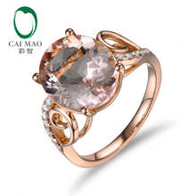 Caimao 14K розовое золото карат Овальный морганит Паве бриллиант обручальное кольцо Бесплатная доставка 2024 - купить недорого