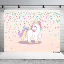 Pink Unicorn Paint Birthday Party Photography Backdrops for Photo Booth Children Baby Shower Vinyl Photo Background Photophone 2024 - buy cheap