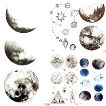 Временные тату-наклейки 3D «луна», «вселенная», «звезда», «земля», «женщина», «вечеринка», «лицо», водонепроницаемые тату-наклейки, боди-арт, тату для мужчин 2024 - купить недорого