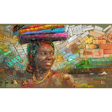 Juego de cuentas cuadradas 5D DIY para mosaico de chica africana, pintura de diamantes, punto de cruz, Kits de bordado 3D, decoración del hogar H48 2024 - compra barato