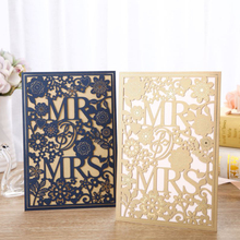 1pcs White Gold Red Blue Laser Cut Wedding Invitation Card Elegant Customize Print Baby Shower Wedding Decoration Party Supplies 2024 - buy cheap