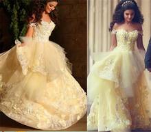 robe de mariage Luxury Arabic Princess Light Yellow Wedding Dresses Bridal dress Ball Gowns 2020 Vestido De Noiva Custom Made 2024 - buy cheap