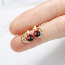 High Quality Exquisite OL Style Gold Color Earrings 5A Zirconia Garnet Stone Stud Earrings Female Wedding Jewelry Gift for Women 2024 - buy cheap