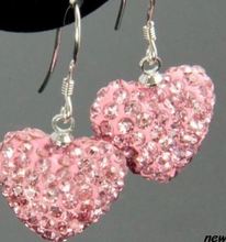 Misturado branco rosa cristal disco prata chapeado gota brincos de coração lote jóias strass dangles p6567 2024 - compre barato