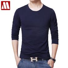 Camiseta informal de manga larga para hombre, Camisa de algodón con cuello redondo, S M L XL XXL 3XL 4XL 5XL 2024 - compra barato