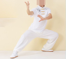 UNISEX high quality Summer tai chi suits Taiji uniforms kung fu martial arts clothing T-shirts+pants white 2024 - buy cheap